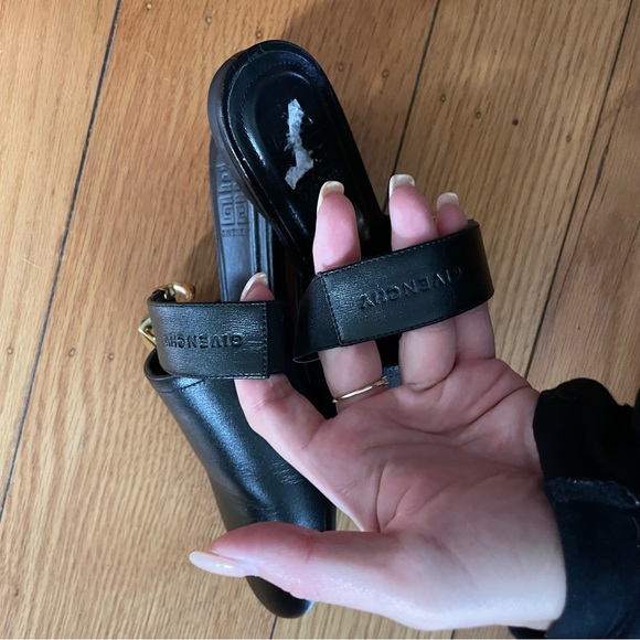 EUC Givenchy G Chain Slingback Leather Flats Mules with Gold Chain - Picture 8 of 11